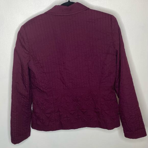 Sigrid Olsen Women's Eggplant Purple Quilted Button Front Jacket Size Medium - Picture 4 of 8